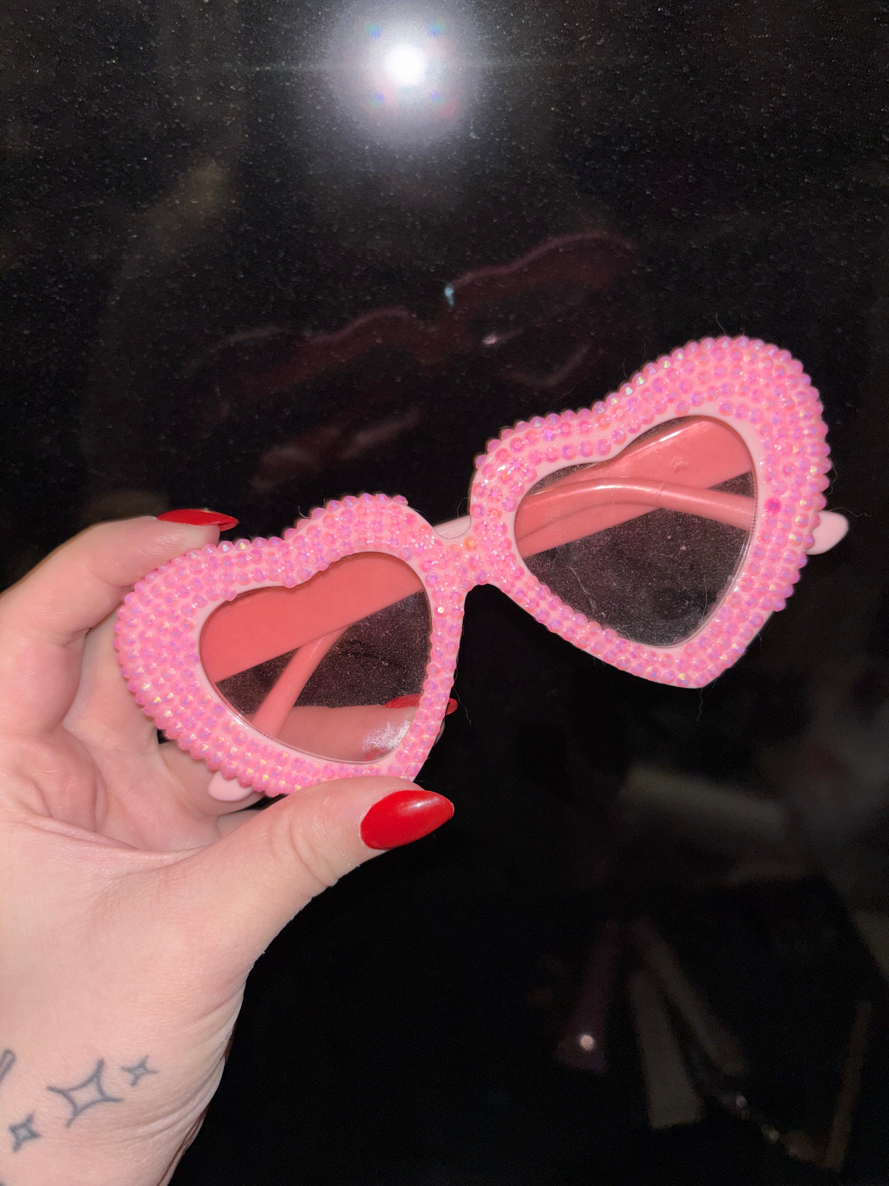 Rhinestone heart sunglasses
