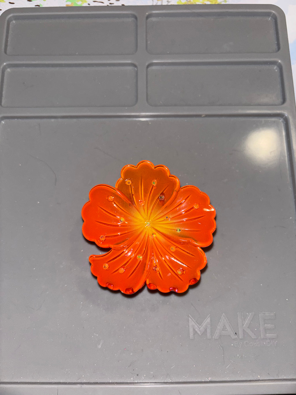 Rhinestone hibiscus flower claw clip ORANGE