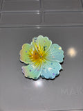 Rhinestone hibiscus flower claw clip BLUE